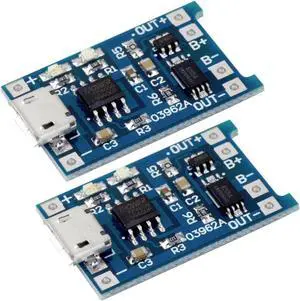 2pcs TP4056 5V 1A Micro USB 18650 Lithium Battery Charging and Protection Board