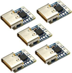 (5 Pack) JacobsParts USB-C PD 5V DC Fixed Voltage Power Trigger Module 5A Type-C Female Input