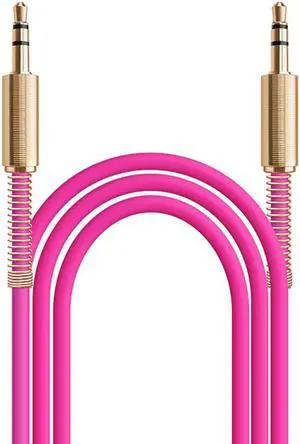 JacobsParts 2-Pack 3ft Aux Cable 3.5mm 1/8" Male to Male Stereo Auxiliary Audio Cord (Pink)