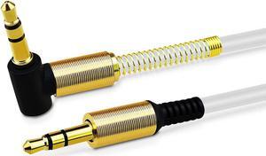 3.5mm AUX Cable Car Audio Stereo Headphone Jack Cord Right Angle Male to M White