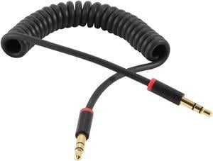 3ft Spring Coiled 3.5mm 1/8" Aux Cable Stereo Audio Auxiliary Cord