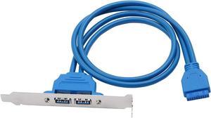 JacobsParts 2-Port USB 3.0 Rear Panel Bracket 20-Pin Motherboard Header Cable for PC Card Slot