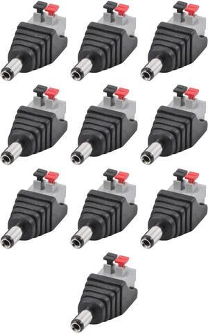 10pcs Male 5.5mm x 2.1mm DC Power Plug Screwless Quick Connect for LED 12V 24V
