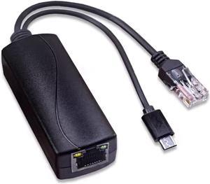PoE Splitter 48V to 5V 2.4A Micro-USB Adapter IEEE 802.3af IP Camera Pi & More