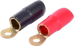 JacobsParts 2/0 AWG Insulated Ring Terminal 00 Gauge, 5/16" US Custom Stud Size, Red and Black Boots for Car Audio Amp/High Current Power Cable/Ground Wire