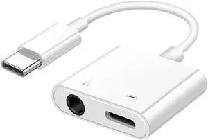 USB-C Type C to 3.5mm 1/8" Aux Audio Headphone Adapter with Charging Active DAC 2 pack