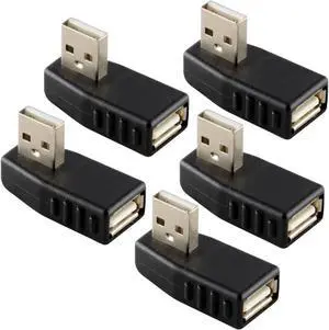 Right Angle USB Male to RIght Facing Vertical Female Adapter Coupler Connector 5 pack