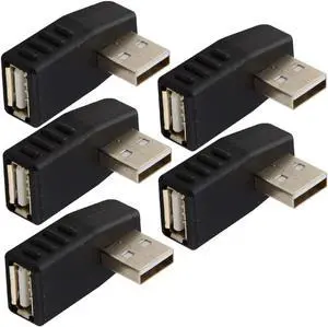 Right Angle USB Male to Left Facing Vertical Female Adapter Coupler Connector 5 pack