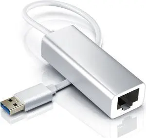 USB 3.0 Gigabit Ethernet LAN Network Adapter for Windows, Mac, Linux - Silver Aluminum