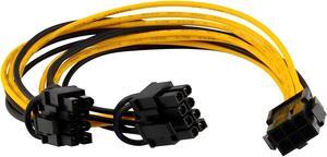 PCI-E 6-pin to 2x 6+2-pin (6-pin/8-pin) Power Splitter Cable PCIE PCI Express