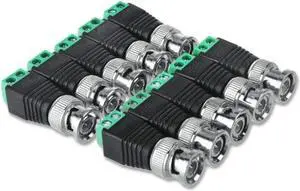 BNC Male Coaxial Balun Connector CAT5 Cable Screw Terminal CCTV Video Camera LOT (10 pack)