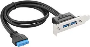 JacobsParts 2-Port USB 3.0 Low Profile Bracket 20-Pin Header Cable for Half-Height PC Card Slot