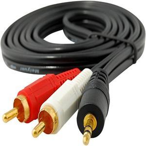 4FT 3.5mm Aux Auxilary to 2 RCA Male Plug Stereo Audio Cable Adapter Cord