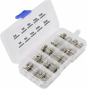 75pcs Fast Blow Glass Tube Fuse Kit 250V 3A 5A 8A 10A 15A 20A 30A 5x20mm 6x30mm