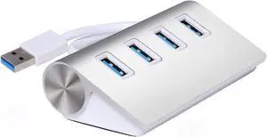 Aluminum 4 Port USB 3.0 Hub 5Gbps High Super Speed Adapter Cable For PC Laptop