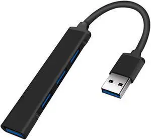 USB 3.0 4 Port Hub Splitter Slim & Sleek Aluminum for PC Mac Laptop Desktop