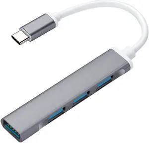 USB-C Type C to USB 3.0 4 Port Hub Splitter for PC Mac Phone MacBook Pro iPad Gray