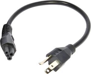JacobsParts AC Power Cord 1 Foot Short Power Cable 18AWG for IEC-60320 IEC320 C5 to NEMA 5-15P, 3-Prong, 1ft
