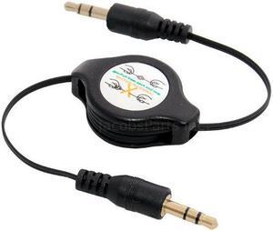 Black Retractable 3.5mm 1/8" AUX Auxiliary Cable Cord for Tablet Phone