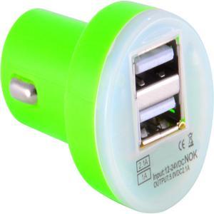 Dual USB 2 Port Car Charger DC Adapter for Samsung Motorola Android, Green