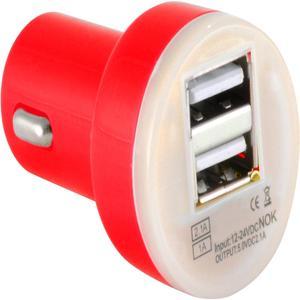 Dual USB 2 Port Car Charger DC Adapter for Samsung Motorola Android, Red