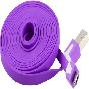 JacobsParts Extra Long 6 FT Flat Micro USB Data Charger Cable for Samsung Galaxy S5, S4, S3, S2, S; HTC, Motorola, LG, Nokia (Green) Purple