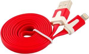 Flat Tangle-Free USB Data Sync Charging Cable for iPhone Red