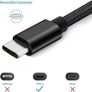 Nylon Braided USB-C Type C Fast Charging Data Sync Cable Android Samsung LG Moto