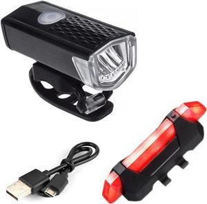 LED Bike Light Combo USB Rechargeable Headlight Rear Taillight Set Bicycle Lamp
