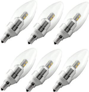 6pcs ABI 3W Warm White 2800K Candelabra LED Light Bulb E12 250lm Non-Dimmable