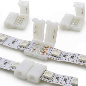10x 10mm 4-pin Solderless Clip-on Coupler Connector for 5050 RGB LED Strip Light