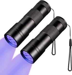 JacobsParts UV Flashlight Black Light, Handheld Inspection Blacklight 12 Led 395nm Mini Light Torch for Dog Pet Urine Stains, Bed Bugs Detector and Scorpions 2 Packs
