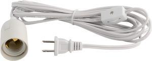 ABI® E26 Light Bulb Socket to 2-Prong US AC Power Cord Adapter with On/Off Switch, 12 FT Cable