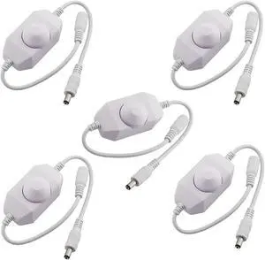 Inline Manual Dimmer Switch for LED Strip Light, White 5 Pack
