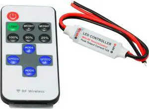Mini RF Wireless Controller + Dimmer for Single Color LED Strip Light DC 12V 6A 5 Pack