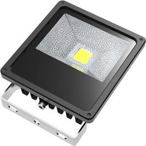 ABI 50W LED Flood Light Outdoor Security Lights, 150W HPS / 350W Halogen Equivalent, Warm White 3000K, 5000lm with 10ft Cord