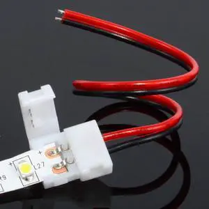 8mm Solderless 2-Wire Connector Clip for 3528 LED Strip Light Power (10-Pack)