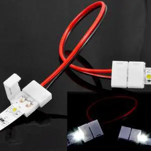 ABI 8mm 6-Inch 2-Wire Solderless Flexible Coupler for 3528 LED Strip Light PCB (10-Pack)
