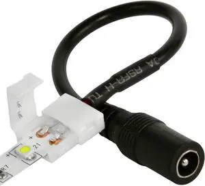ABI Solderless Female Barrel 5.5mm x 2.1mm Power Connector for 8mm 3528 LED Strip Light (10-Pack)