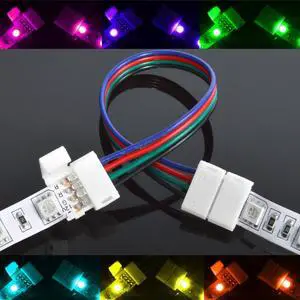 10mm 6-Inch 4-Wire Solderless Flexible Coupler for 5050 RGB LED Strip Light PCB (10-Pack)