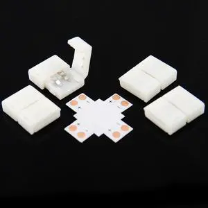 5-Pack 8-mm Plus-Shaped 4-way Solderless Connector Splitter for 3528 LED Strip