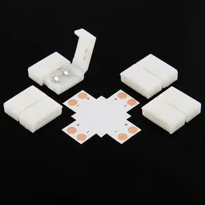 10-mm Plus-Shaped 4-way Solderless Connector Splitter for 5050 LED Strip Light 5x