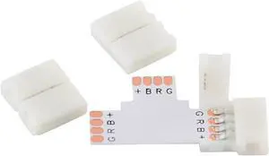 5x 4-pin T-Shaped Solderless Splitter Coupler Connector for 10mm RGB LED Strip
