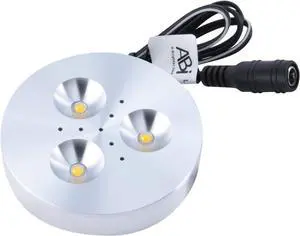 ABI 3W LED Puck Light for Kitchen Counter Bookshelf Showcase, Warm White 2800K