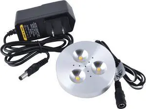ABI 3W LED Puck Light Kit for Kitchen Counter / Bookshelf / Showcase, Warm White