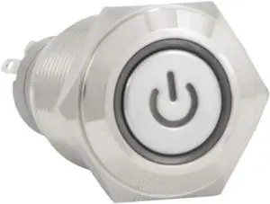 16mm 12V Latching Push Button Power Switch Stainless Steel White LED Waterproof