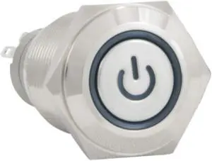 16mm 12V Momentary Push Button Power Switch Stainless Steel Blue LED Waterproof