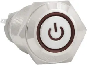 16mm 12V Momentary Push Button Power Switch Stainless Steel Red LED Waterproof