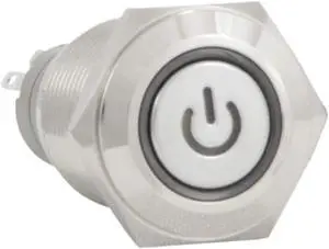 16mm 12V Momentary Push Button Power Switch Stainless Steel White LED Waterproof