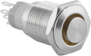 JacobsParts Momentary Pushbutton Starter Switch Stainless Steel Silver with Orange LED fits 5/8" (16mm) Diameter Panel Cutout Hole